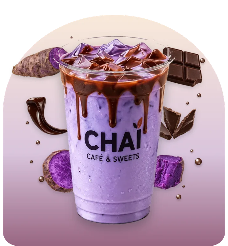 Schoko Iced Ube mit seinen Zutaten